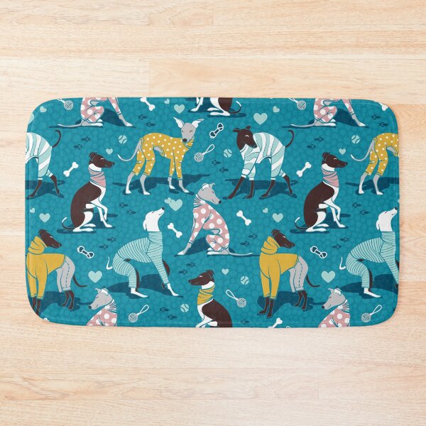 Item preview, Greyhounds dogwalk // turquoise background designed and sold by SelmaCardoso.