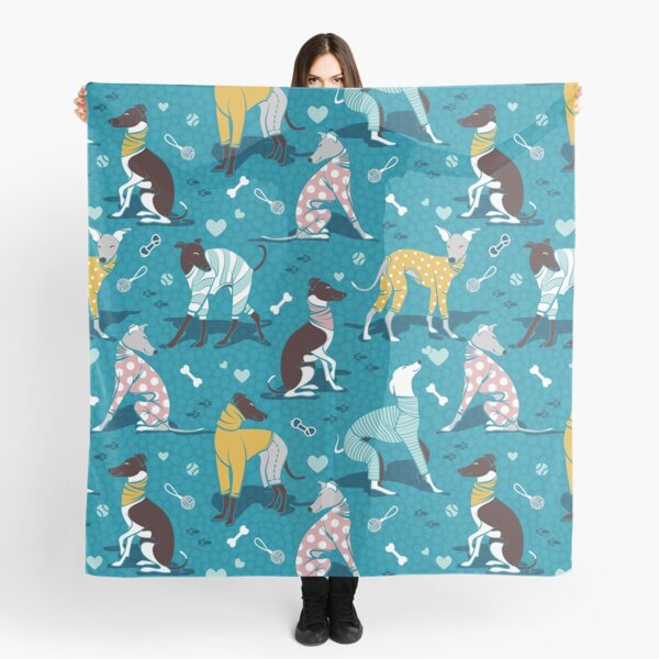 Greyhounds dogwalk // turquoise background Scarf