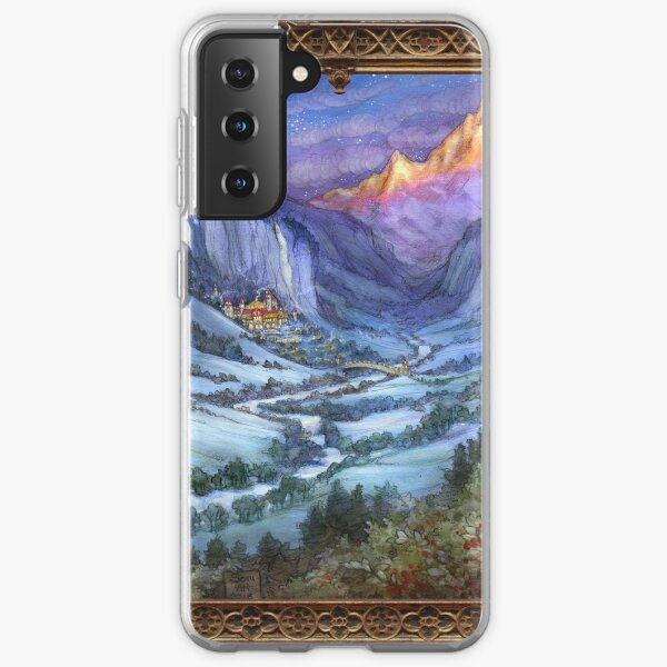 La vallée cachée en hiver (avec bordure) Coque souple Samsung Galaxy