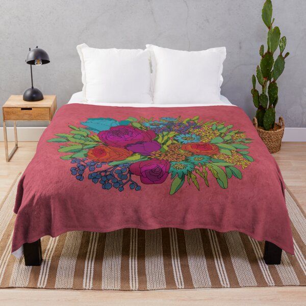 Item preview, Purple Wildflowers Bouquet in Coral Background designed and sold by anandaung.