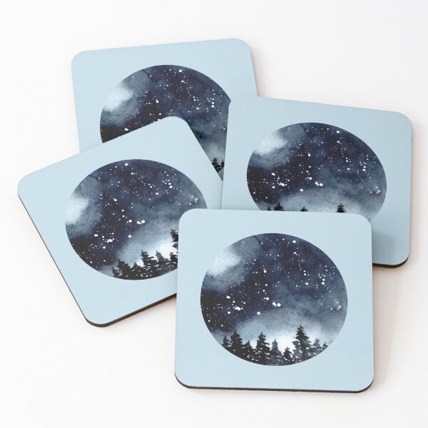 Item preview, Nightsky Forest - Round - Watercolour Painting designed and sold by Pattokarts.