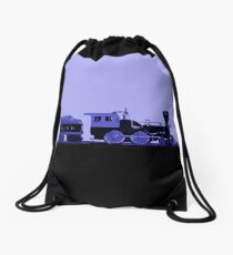 train blue Drawstring Bag
