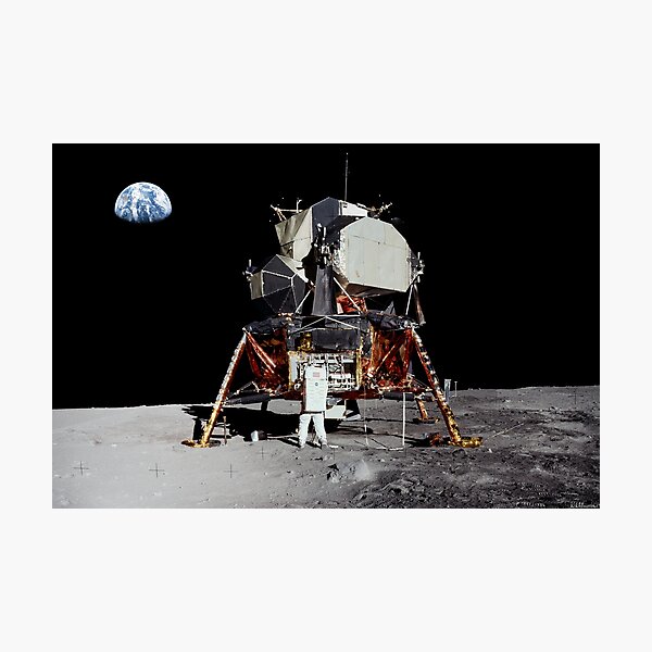 Aldrin and Apollo 11 Lunar Module Eagle panorama Photographic Print