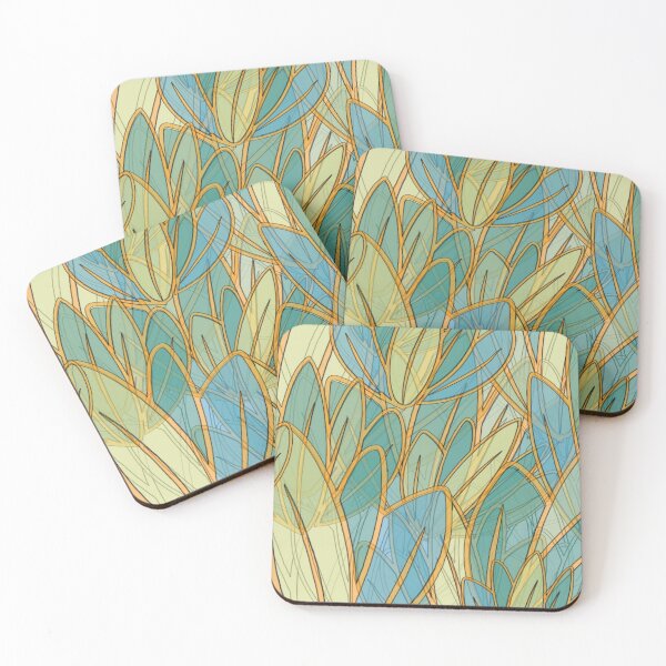 Item preview, Blue, Grey, Light Orange Leaves designed and sold by Mia Harper Design.