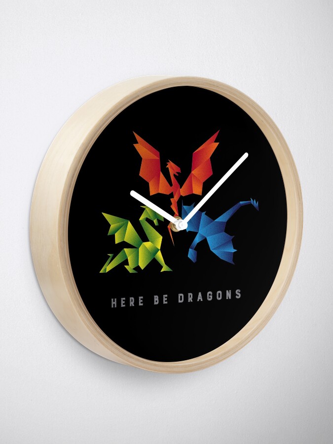 Alternate view of SCP-1762 Where The Dragons Went Origami Style Dragons Clock