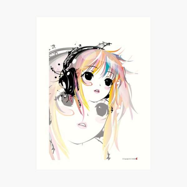 Anime Girl in Hoodie - Red / Black Aesthetic Art Print for Sale by Nymmzi