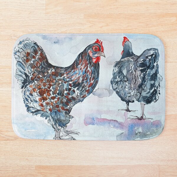 Item preview, Chickens farm animals in watercolour designed and sold by Liz HL Art Shop.
