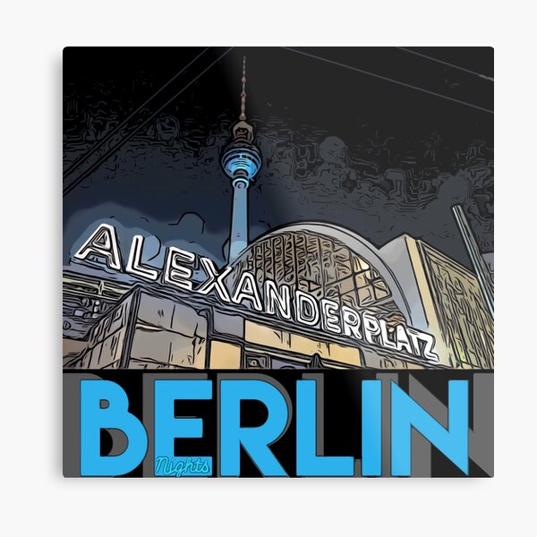 Alexanderplatz - Berlin Nights- black letter block Metal Print