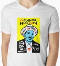 Big Walter Horton Blues Folk Art Men's V-Neck T-Shirt