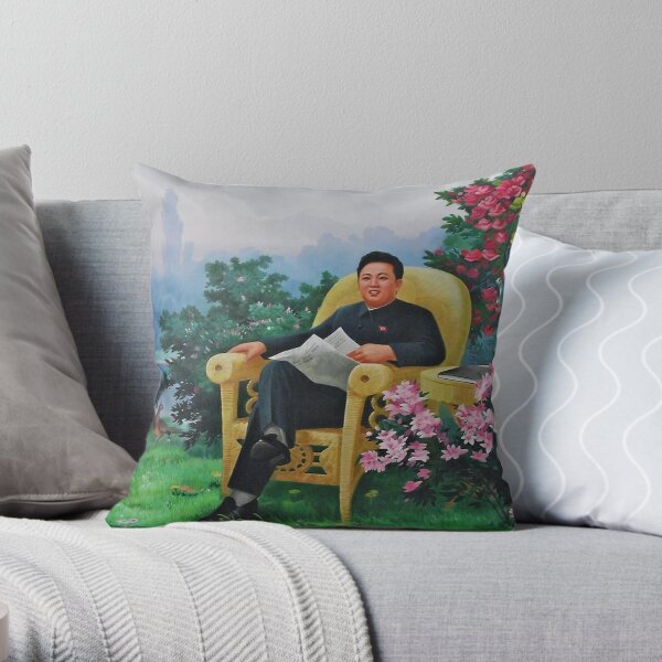 Funny North Korea Kim Jong IL Propaganda Throw Pillow