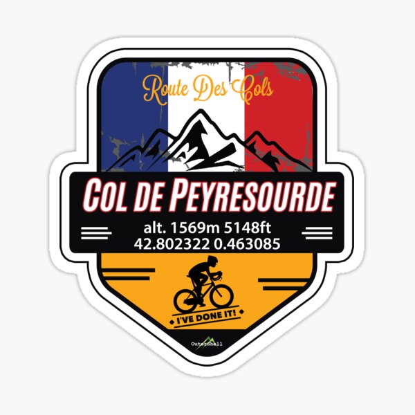 Artikel-Vorschau von Col de Peyresourde Fahrrad T-Shirt & Aufkleber - Route des Cols Pyrénées - Ive Done It!, designt und verkauft von OuterShellUK.