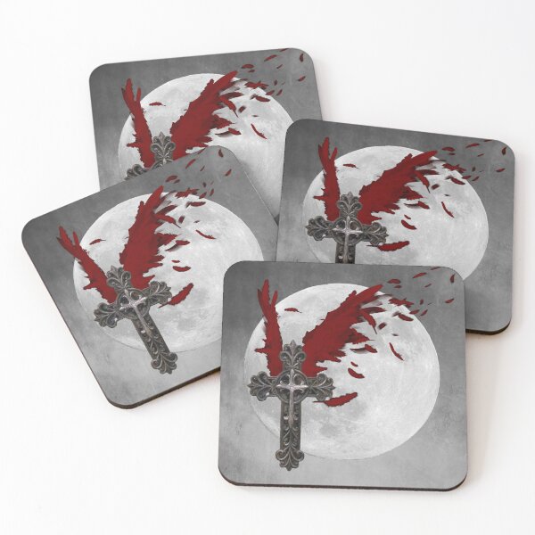 Item preview, Red Black Grey Salvation Cross Wings Moon Gothic Art Matted Picture USA A624 designed and sold by byNicol.