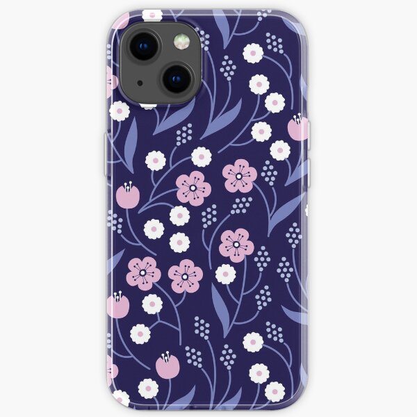 In Bloom, Navy | In Bloom | Elizabeth Attwood iPhone Soft Case