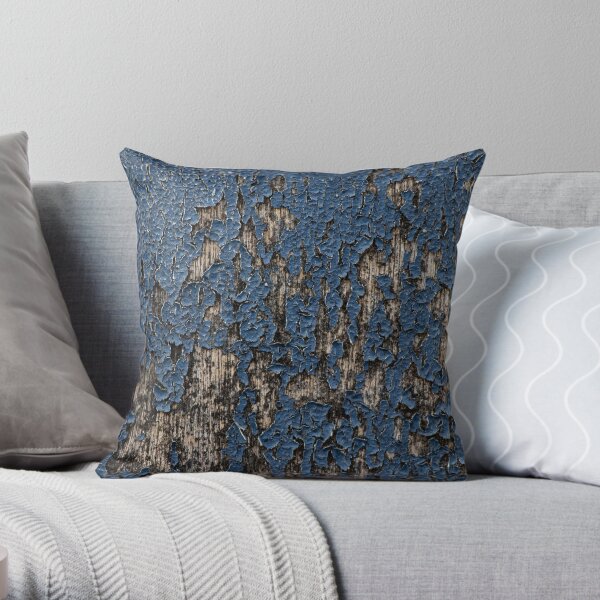Blue Grunge wood texture Throw Pillow