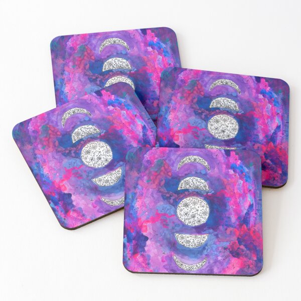 Item preview, Moon Phases with Floral Details over Watercolor Background designed and sold by Daydreamer Alley.