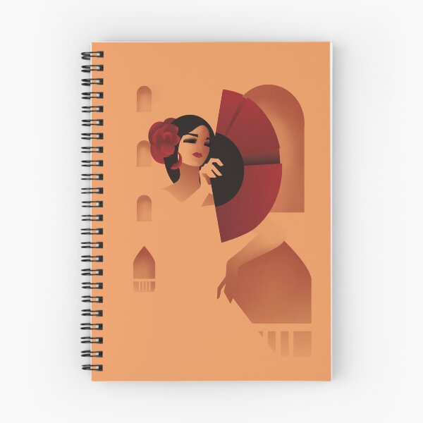 Aperçu de l'œuvre  Espagnole jeune femme avec un fan posant sur fond de ville sur fond de ville, cheveux embelli de rose créée et vendue par JeraRS.