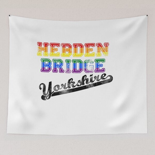 Item preview, Hebden Bridge Yorkshire faded us college style print rainbow pride flag version designed and sold by qlobba.