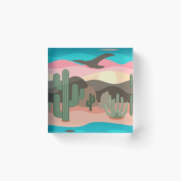 Item preview, Colorful Sunset Desert - Cacti, Mountains, Eagle designed and sold by Elsy's Art.
