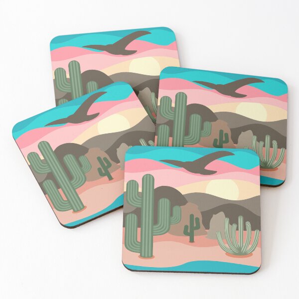 Item preview, Colorful Sunset Desert - Cacti, Mountains, Eagle designed and sold by Elsy's Art.
