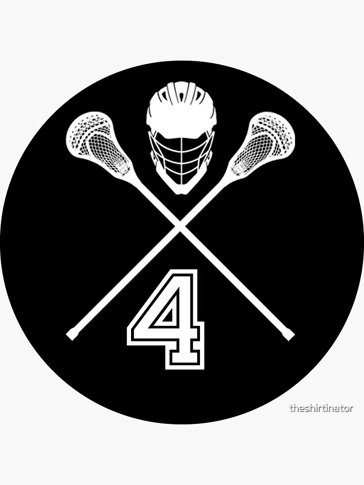 "Lacrosse Jersey Number 4 Lax Player No 4 Sports Fan Gift" Sticker for