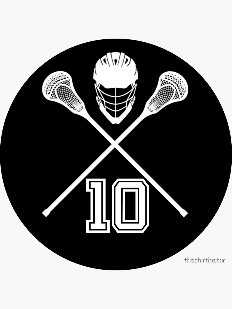 "Lacrosse Jersey Number 10 Lax Player No 10 Sports Fan Gift" Sticker