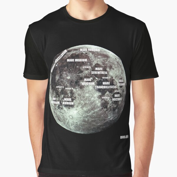 Apollo Landing Sites and Mares of the Moon Apollo 11 Anniversary  Graphic T-Shirt