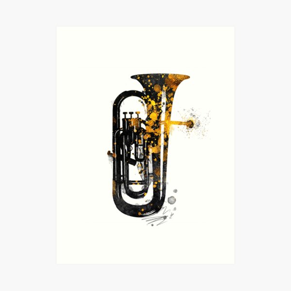 Euphonium music art gold and black #euphonium #music Art Print