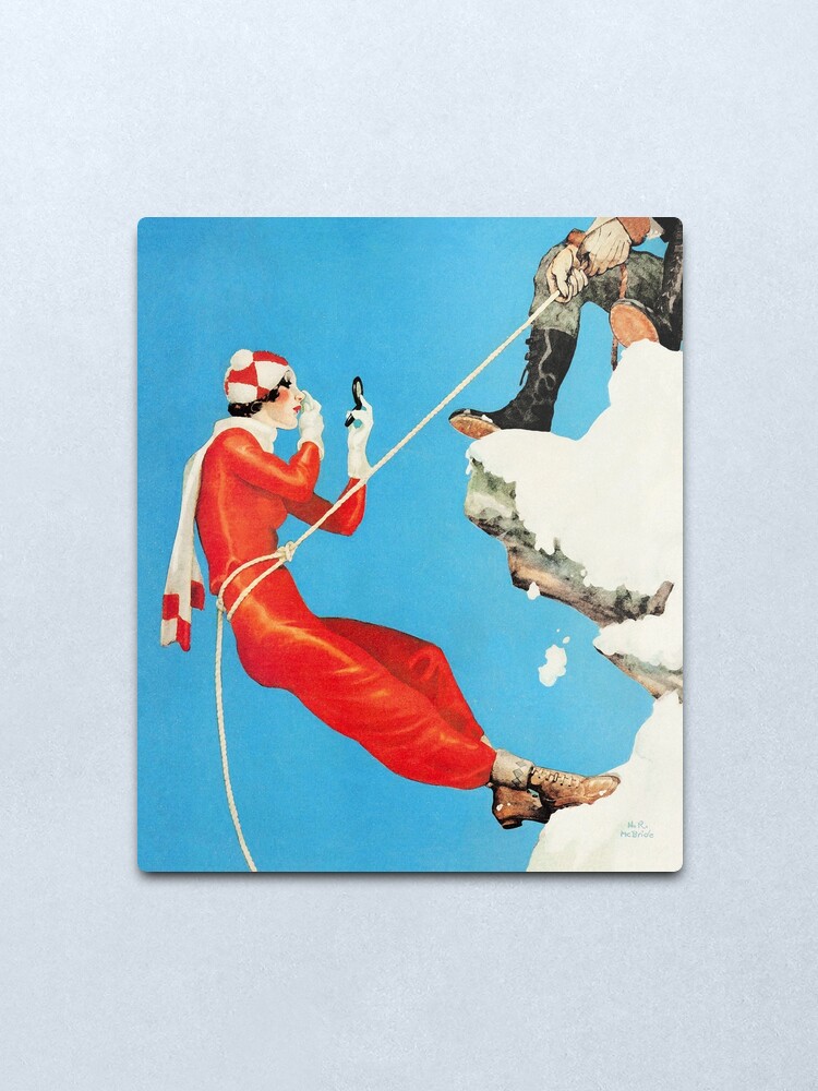 Alternate view of Playful control mountain climbing couple playful fashion art Metal Print