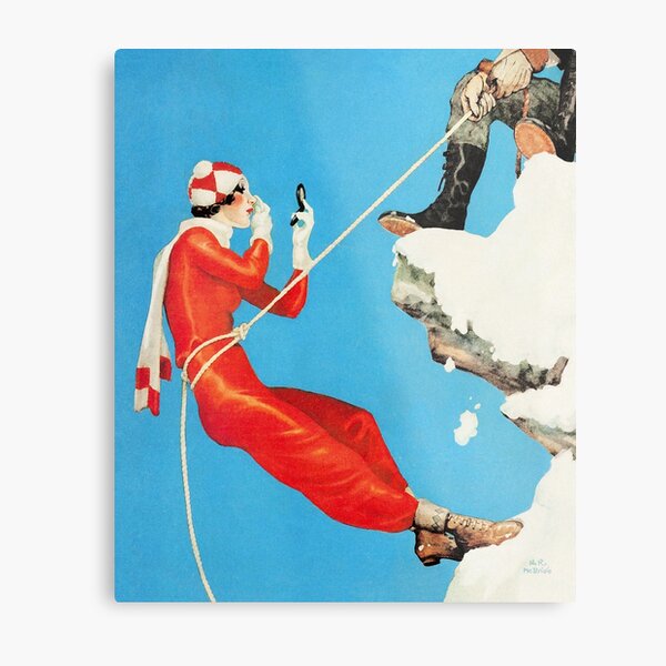 Playful control mountain climbing couple playful fashion art Metal Print