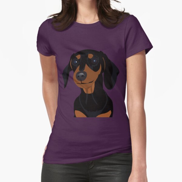 Black and Tan Dachshund Puppy - Large Print Fitted T-Shirt