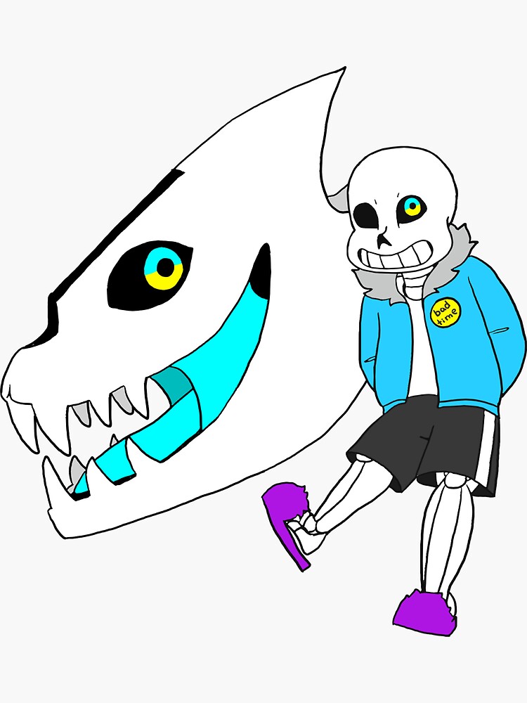 "Bad Time ParityTale Sans with Gaster Blaster" Sticker by Moonrose95