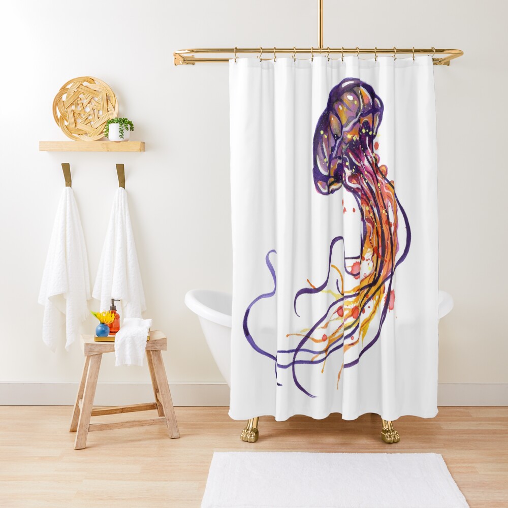Jellyfish watercolor Shower Curtain
