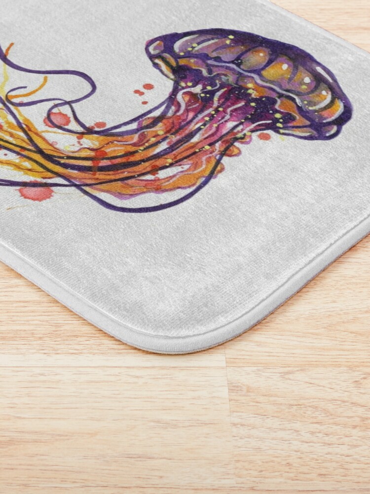 Disover Jellyfish watercolor Bath Mat