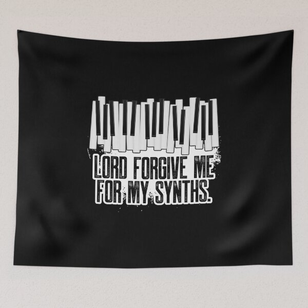 Item preview, Lord Forgive Me For My Synths graphic Keyboard Music Tee designed and sold by woodsgoodsco.