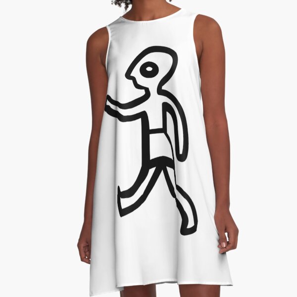 #Human #Ancient #Symbol, #Lineart, illustration, painting, monochrome, astrology, snake, retro style A-Line Dress