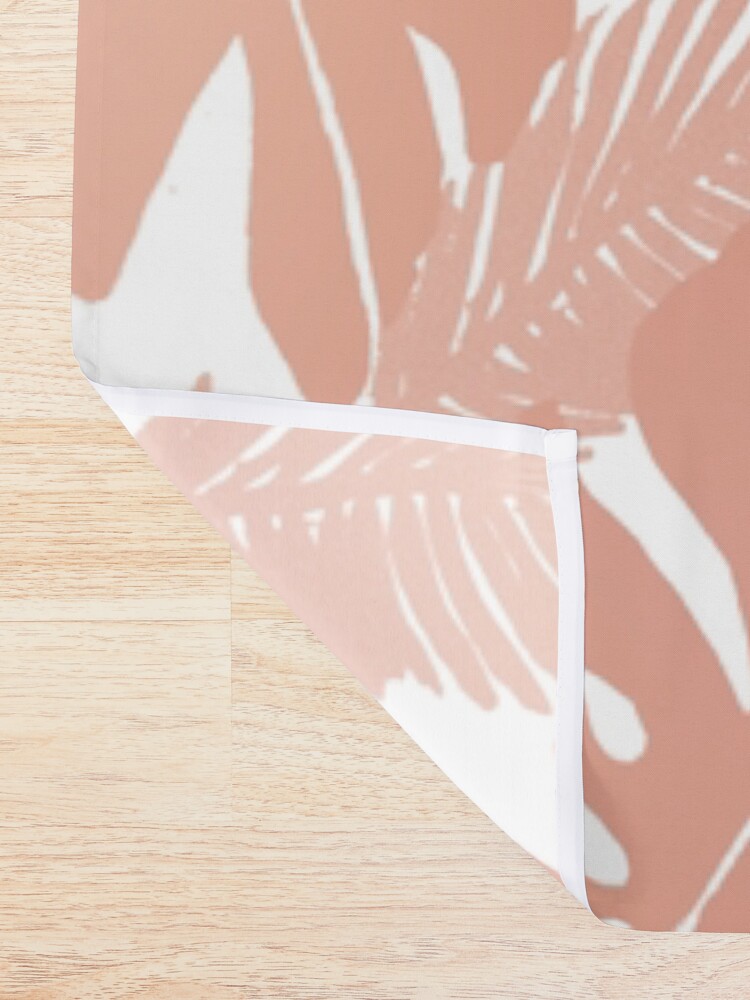 Alternate view of Rose Gold Tropical Leaf Monstera Pattern Shower Curtain