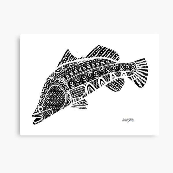 #517 - NATHALIE LE RICHE - ART and GIFTS - BARRAMUNDI BNW FISH - Wise Words Canvas Print