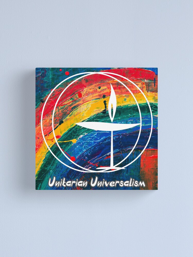 Alternate view of UU Flaming Chalice on Rainbow Canvas Canvas Print
