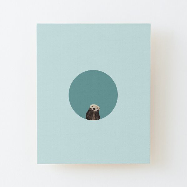 Loutre de mer mignon sur solide turquoise. Minimaliste. Côtier. Adorable. Impression montée sur bois