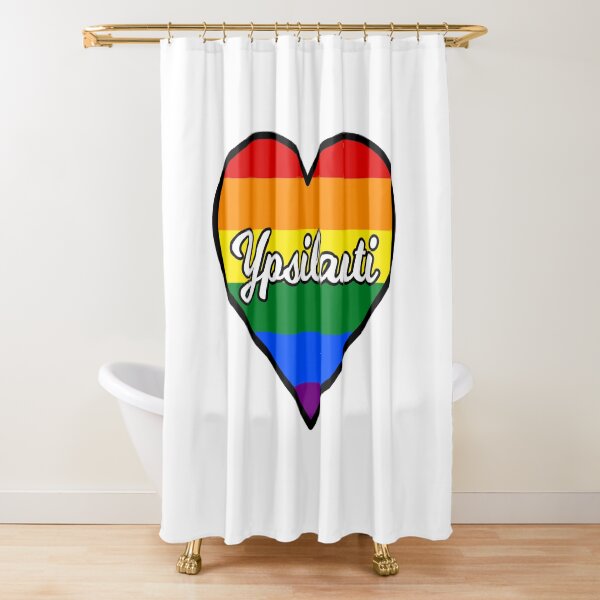 "Ypsilanti Michigan Gay Pride Heart" Shower Curtain for Sale by