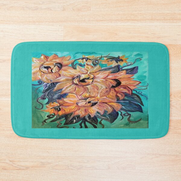Item preview, Sunflowers on a Teal and Blue Background designed and sold by EloiseArt.