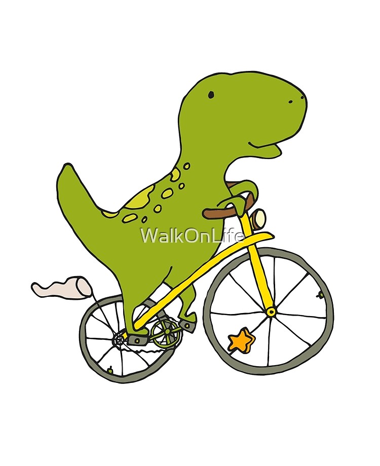 Cute chubby dinosaur riding a bicycle 