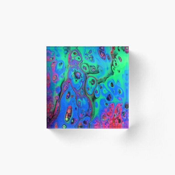 Rainbow Planet by Super Fluid Soul, Fluid Acrylic Paint Pour Acrylic Block