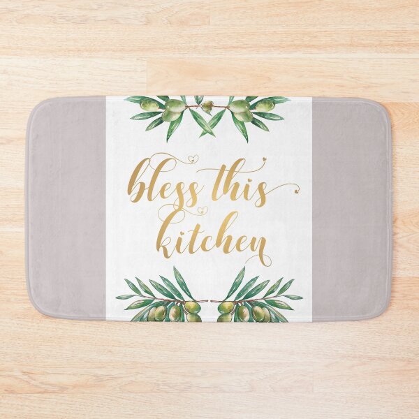 Item preview, Bless this Kitchen Inspirational Quote Hand Lettering Gold Calligraphy Food Design designed and sold by tanabe.
