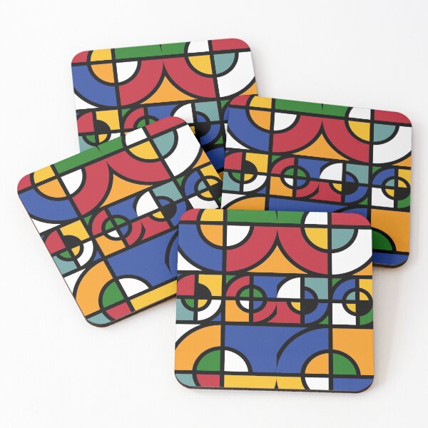 Item preview, Bauhaus-inspired corolful stained glass pattern designed and sold by ikidyounot.