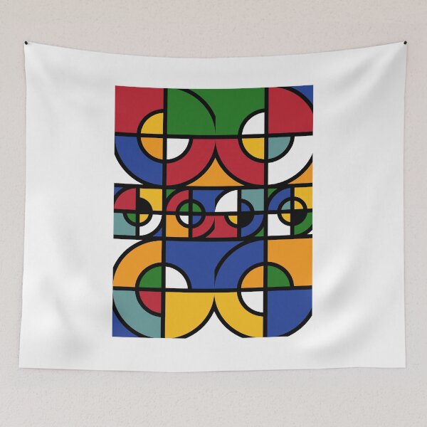 Item preview, Bauhaus-inspired corolful stained glass pattern designed and sold by ikidyounot.