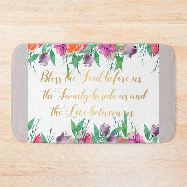 Item preview, Bless the Food Family Love Quote Hand Lettering Gold Calligraphy Floral Design designed and sold by tanabe.