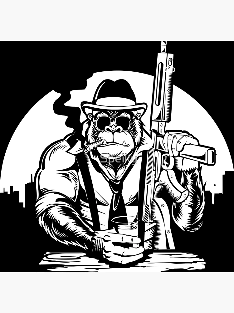 Ilustração artísticos, Mafia Gorilla Drinking Whiskey