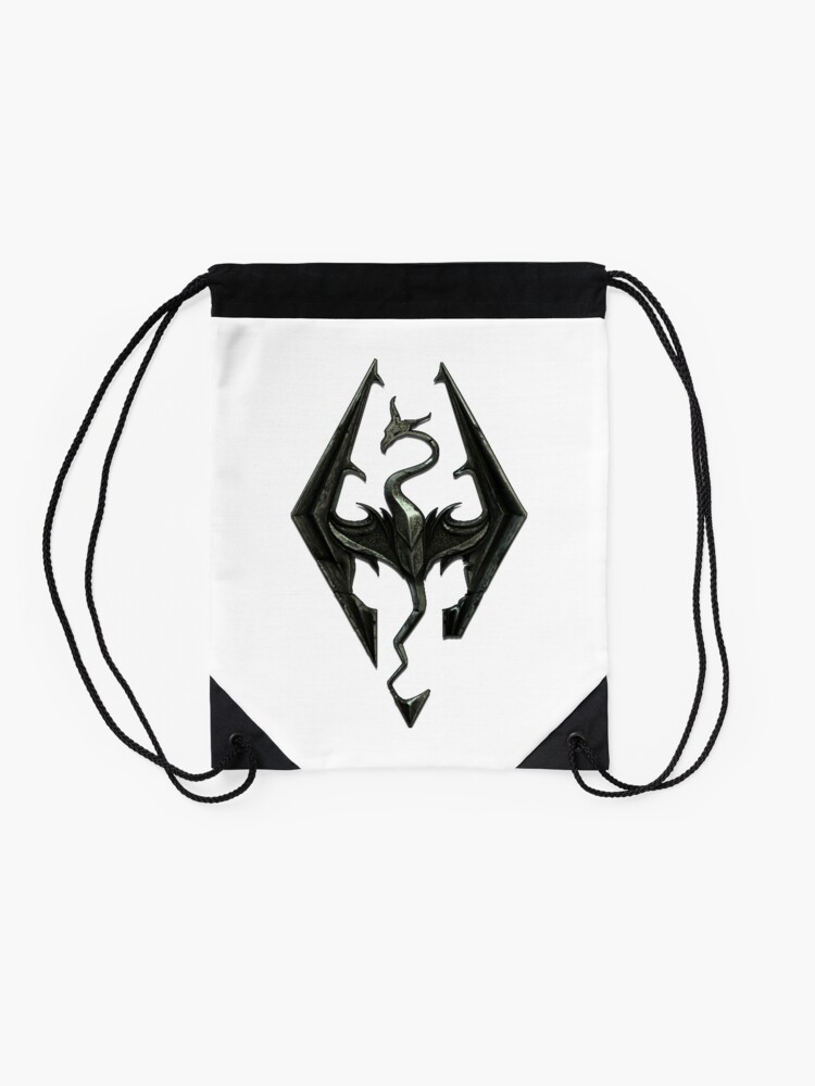 The Elder Scrolls V Skyrim Logo Drawstring Bag By Backdoorstore Redbubble