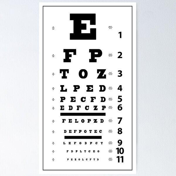 Eye test chart poster for vision exam Royalty Free Vector